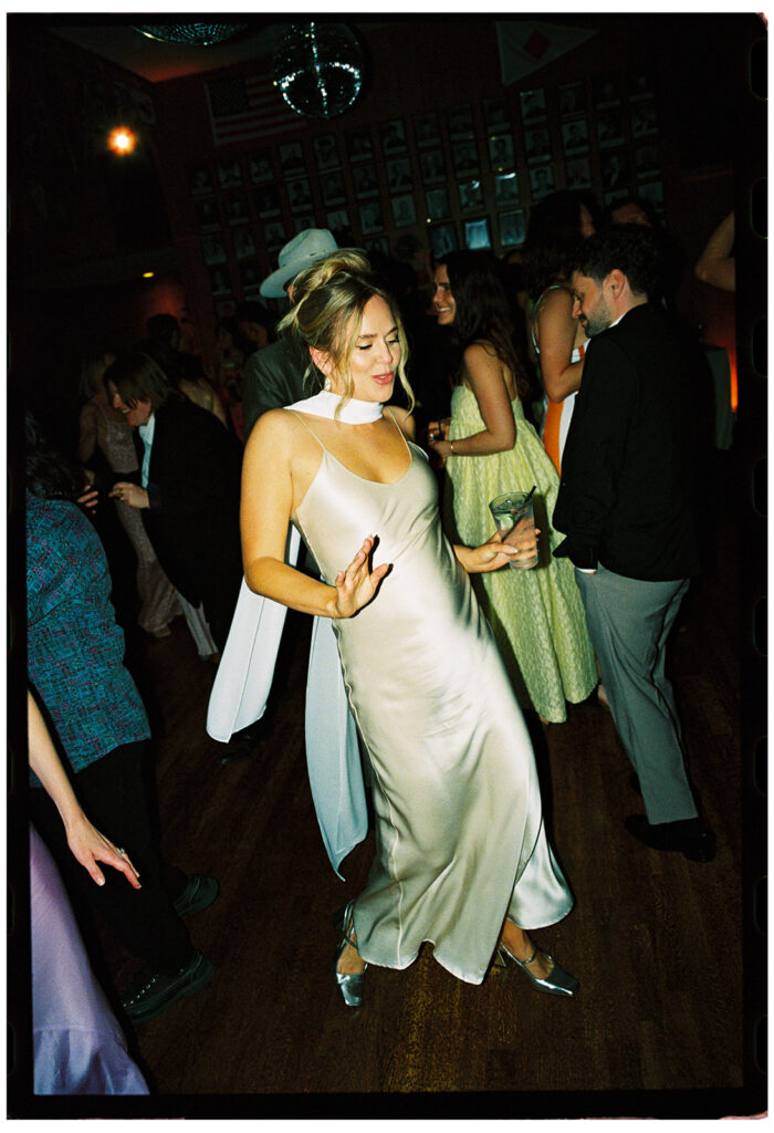 bride dancing at travis marina wedding
