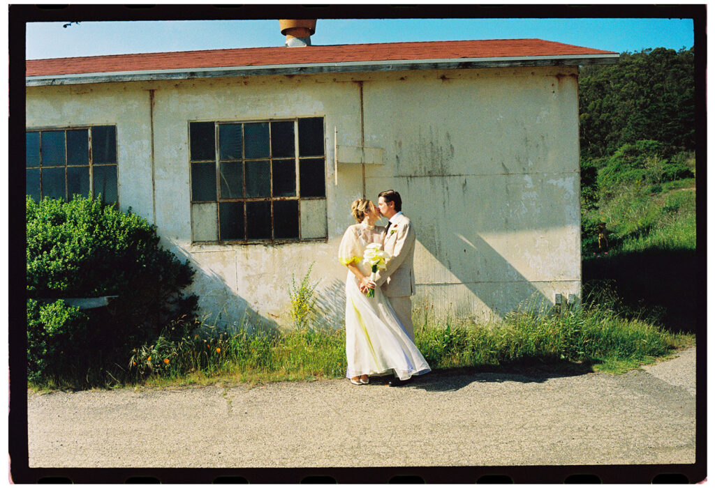bride and groom at san francisco wedding at travis marina