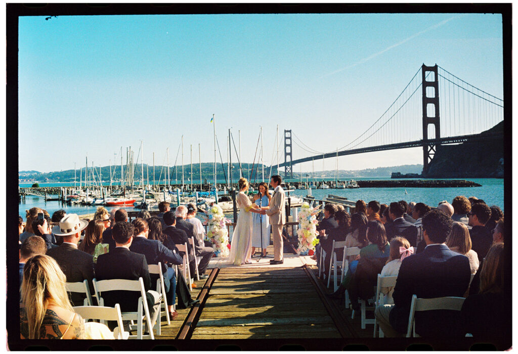 ceremony at san francisco wedding at travis marina