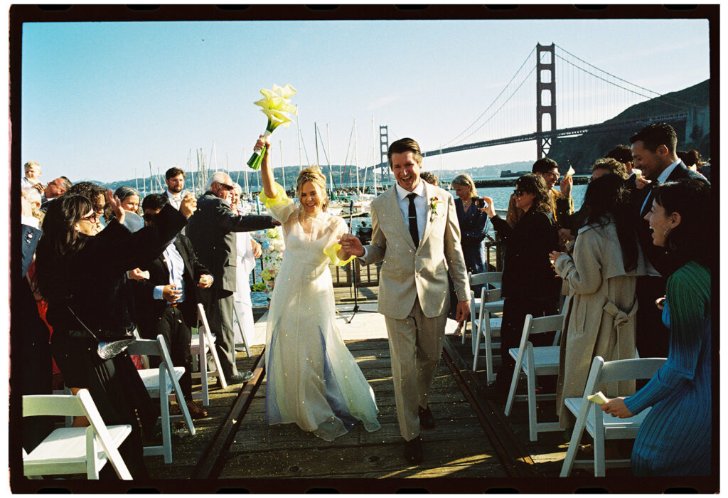 cheering at san francisco wedding at travis marina