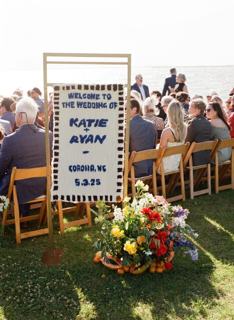 sign at whalehead club nc wedding ceremony