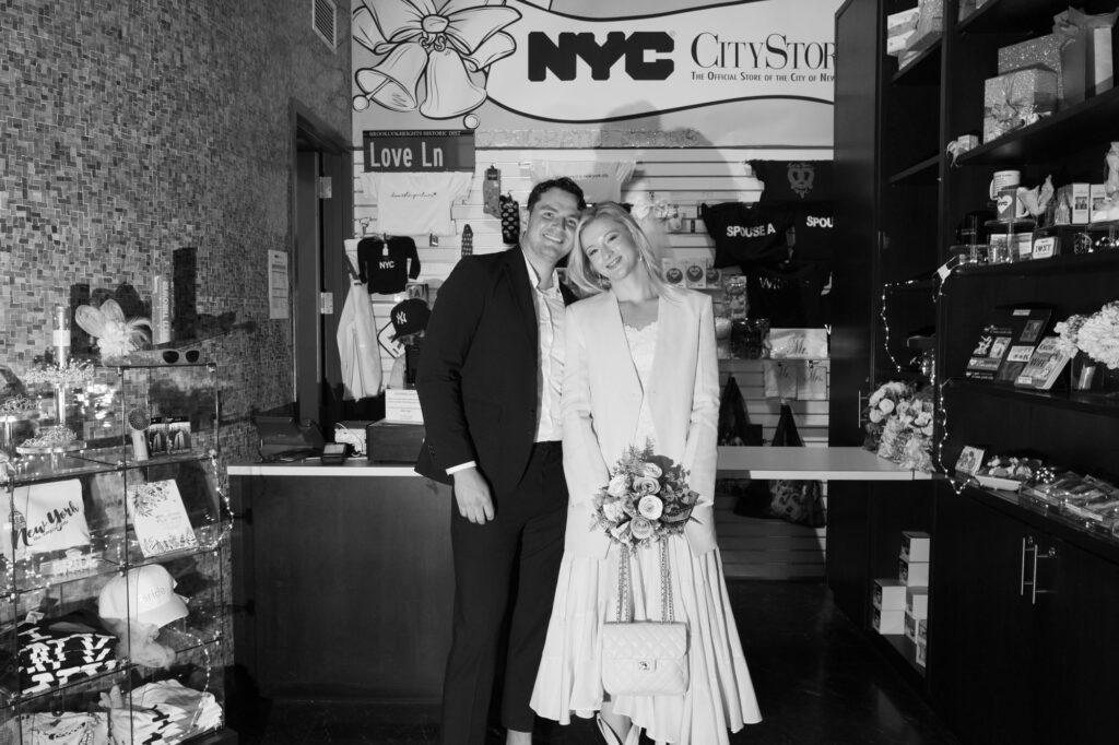 Just married moment after their elopement in NYC