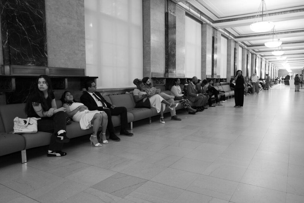 Couple waiting to elope in NYC at City Hall