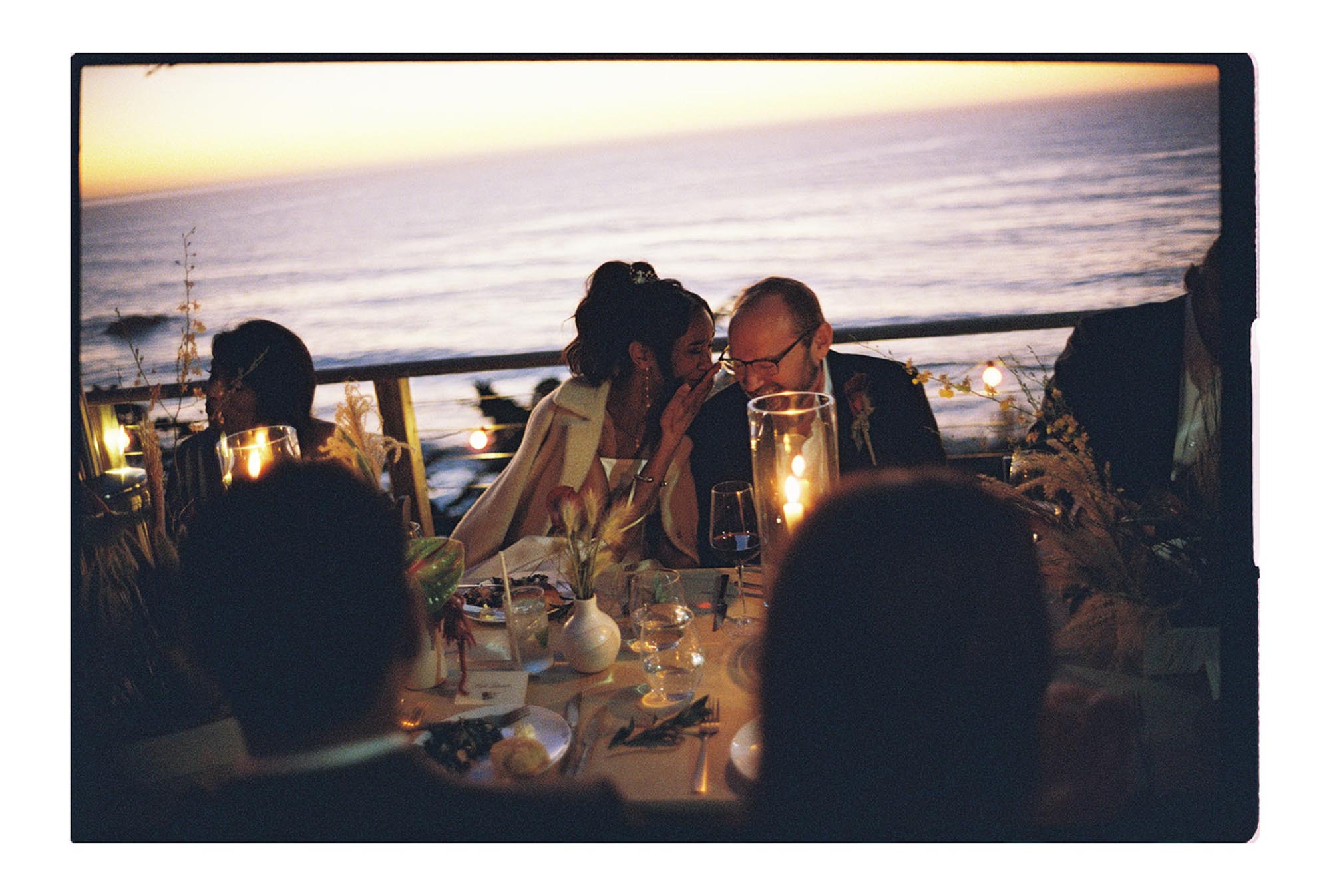 big sur california wedding on cliffside in the evening
