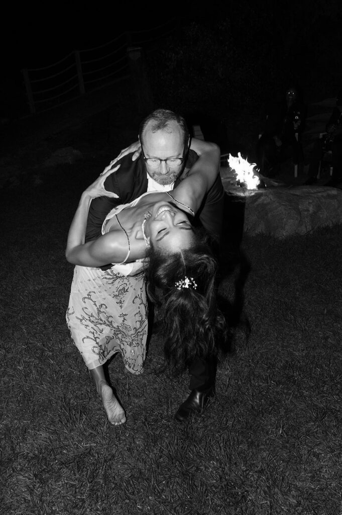 Bride and groom dancing for candid big sur wedding photos