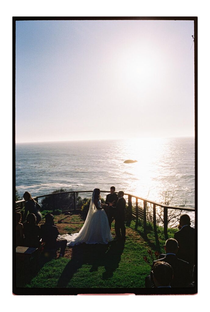 big sur cliff wedding ceremony silohette