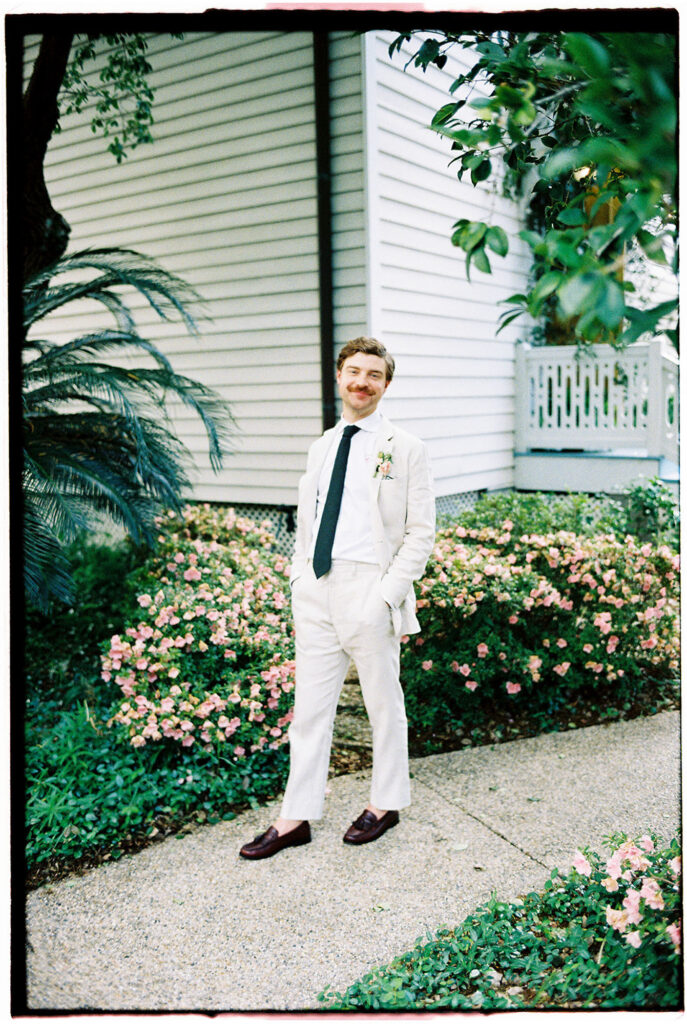Groom smiling after ceremony at st mary's new orleans church